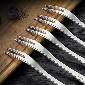 PUSH!餐具用品 316L不銹鋼水果叉 5入 蛋糕叉子加厚果簽 甜品叉5入一組 E202