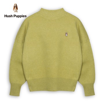 Hush Puppies 線衫 女裝素色簡約半高領刺繡小狗線衫