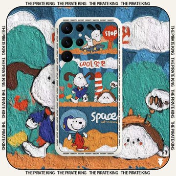 油畫史努比適用三星s21手機殼s22ultra全包防摔s22新款s21ultra液態硅膠s21fe卡通可愛s21十套s22+涂鴉潮網紅