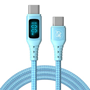 維納斯 雙Type-C/PD充電線 VAW數顯 ca-8126 1.2m 藍色  1條