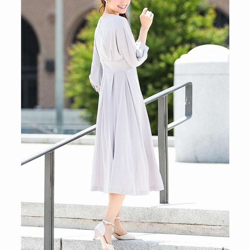 Fashion Letter 結婚式 ワンピース ドレス ボリューム袖 Vネック パーティードレス 謝恩会 入学式 卒業式 母 ママ カジュアル 普段着 大きいサイズ パーティ フォーマル セットアップ 膝下 二次会 女子会 袖あり ドレス お呼ばれ ワンピ 代 30代 40代 ブラック M レディース