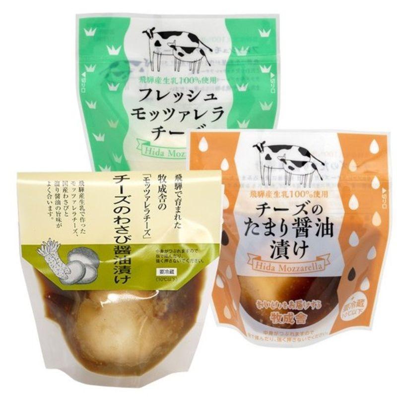 金賞チーズ3袋 セット 酒 ワイン つまみ  チーズのたまり醤油漬け チーズのわさび醤油漬け フレッシュモッツァレラ 牧成舎