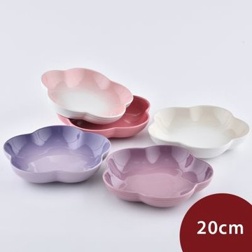 Le Creuset 花形深盤組 20cm 5入 (薔薇粉/蛋白霜/錦葵紫/淡粉紅/藍鈴紫) 餐盤 造型盤