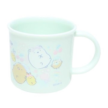 小禮堂 角落生物 兒童單耳塑膠杯 200ml Ag+ (綠坐姿款) 4974413-824583