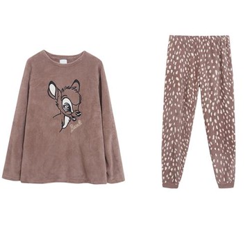 外貿卡通動漫珊瑚絨保暖圓領寬松顯瘦睡衣柔軟舒適睡褲家居服套裝