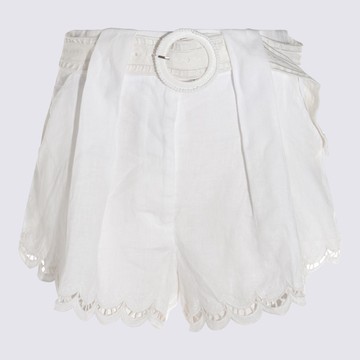 Farm Rio White Linen Shorts