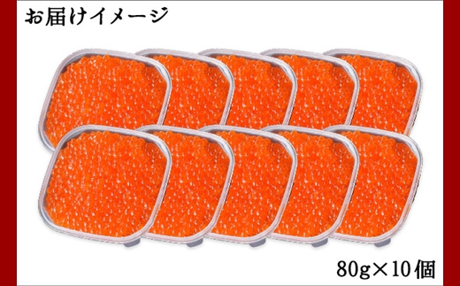 1234.  いくら醤油漬け 80g×10個 いくら イクラ 魚卵 魚介 海鮮 送料無料 北海道 弟子屈町