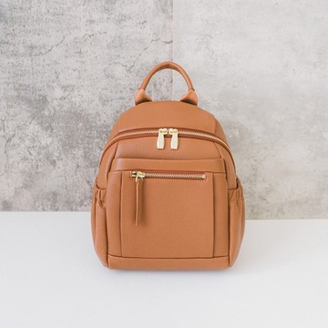 真皮多功能亮眼後背包 X1968 棕M