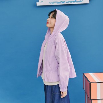 【Dailo】甜美腰抽繩休閒遮陽外套 藍 紫 深灰