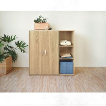 文創集 杜多3尺雙開門三格簡易式衣櫃(二色可選)-90x48x90cm免組