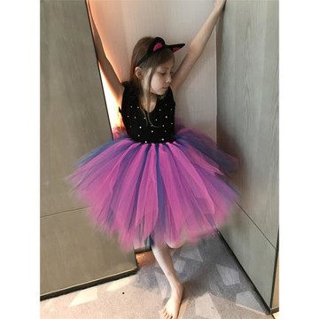 兒童禮服女童學貓叫演出服萬圣節游園服裝女孩小甜貓蓬蓬公主裙