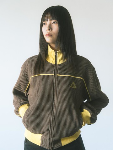 Waffle Track Zip Up Jacket [BROWN]