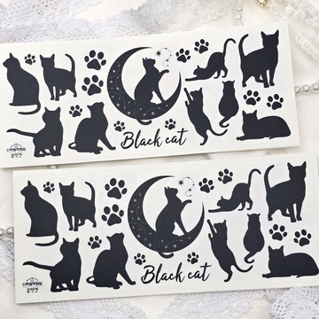 ：黑貓：霧面透明貼紙
