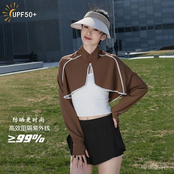 💯可開發票#立領防曬披肩女薄款夏季冰絲防紫外綫騎車薄紗罩衫鬥篷防曬衣外搭