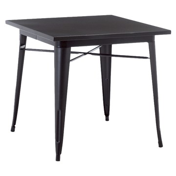 E-home Delia 迪麗雅工業風金屬方形餐桌 NKC106B-blk  黑色  80cm  4人