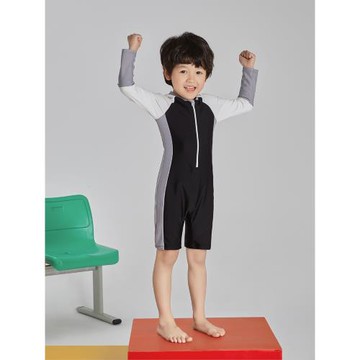 愛多爾2024新款男童泳衣連體中大童男孩速干長袖寶寶夏季泳褲套裝