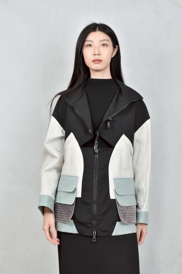 (XL) valentino黑色拼接外套