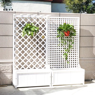 花架 陽台花架 清倉隱私花箱白色網格藤架防腐木陽臺種植花盆箱庭院裝飾戶外隔斷特惠/免運 可開發票 全館折扣 m5417
