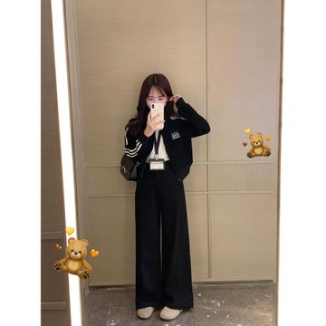 美式復古黑色立領衛衣外套女短款小個子休閑運動棒球服上衣春秋季