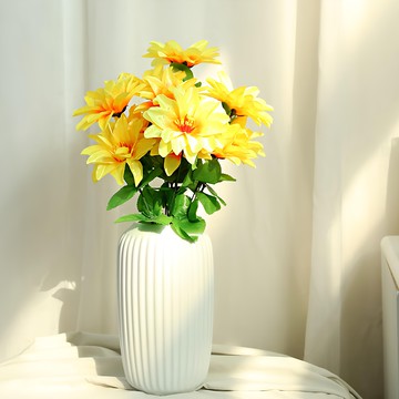 JOART 12朵仿真花花束  1件  黃色的