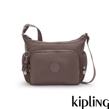 『牛角包』Kipling 木質棕輕巧多袋實用側背包-GABB S