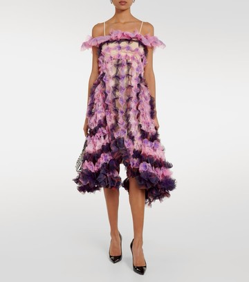 Susan Fang Off-shoulder tulle midi dress