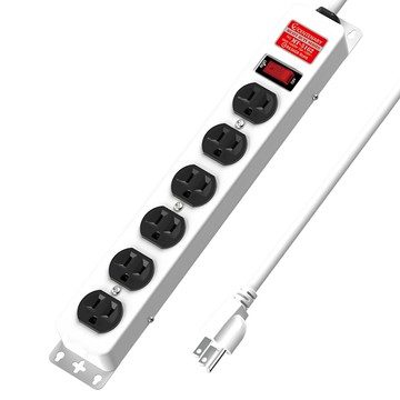 CENTENARY 成電牌 1切6座 15A 鐵殼延長線 5m MT-5162  白色  1條