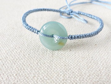 本命年【歲歲平安】平安扣翡翠絲光編織手鍊*SS42*招財、保平安