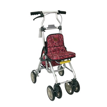 【海夫健康生活館】YL 高度調整 煞車 摺疊 銀髮族 購物助行車 步行輔助車 紅底線條(NO.336-12)