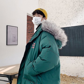 FINDSENSE品牌 秋冬季 新款 韓國 嘻哈純色 個性 中長款 運動 加厚 寬鬆顯瘦 棉衣外套  時尚 潮流上衣