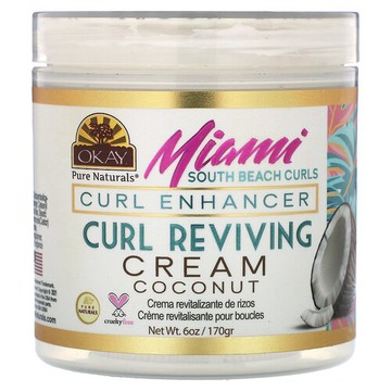 Okay Pure Naturals, Miami South Beach Curls，捲髮加強劑，捲髮修護霜，6 盎司（170 克）
