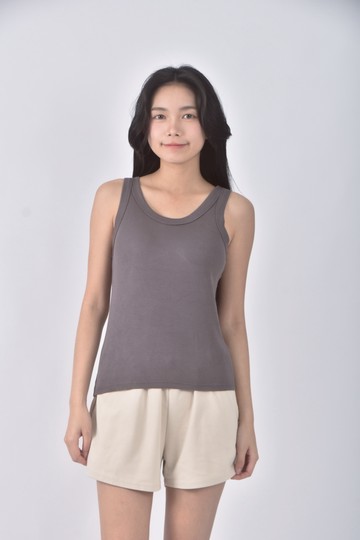 (S) 質感吊帶背心灰色上衣