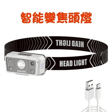 【七彩翡翠】 台灣現貨 04166 感應 變焦 頭燈 手電筒 停電 照明 野外 戶外 露營 釣魚 巡邏