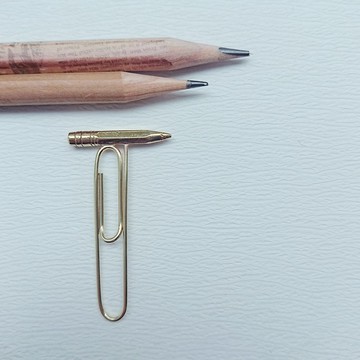 書房系─小鉛筆書籤- 黃銅復古迴紋針書籤