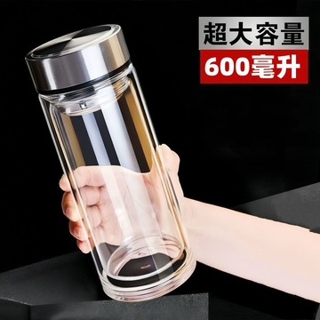 臺灣/✨水杯【大容量】玻璃杯雙層透明水杯高檔茶杯隔熱杯子加厚便攜家用水杯