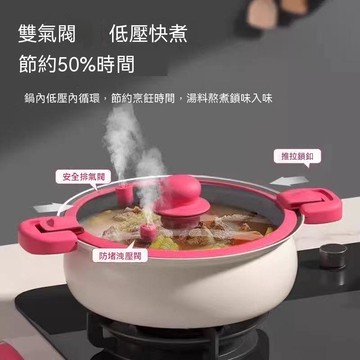 統編發票 雙耳三人鐵匠韓式微壓鍋輕熔炭0氟0塗層多功能大容量家用低壓鍋 湯鍋 燜鍋 微壓鍋 煮湯鍋 煮麵 炒菜 蒸鍋 壓