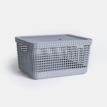 巴西OU Grid附蓋收納籃 M 灰