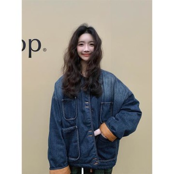 設計感牛仔羽絨服外套女秋冬2024新款90白鴨絨休閑加厚夾克上衣