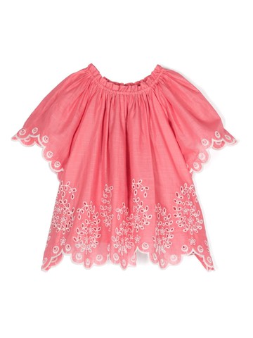 ZIMMERMANN Kids - broderie anglaise blouse - kids - Cotton/Cotton - 12 yrs - Pink