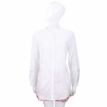 ROCCO RAGNI 白色透膚袖口設計長版襯衫