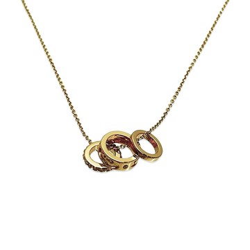 COACH C Logo金屬玻璃水鑽三圓環項鍊 金色 CI902 GLD