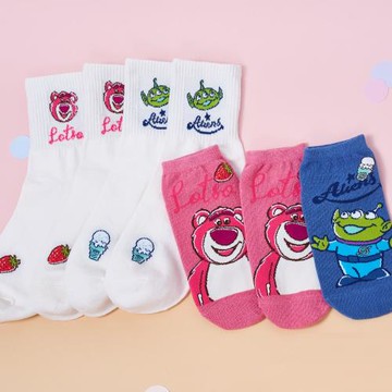 【ONEDER】迪士尼 熊抱哥長襪 三眼怪短襪 中筒襪 玩具總動員 女長襪 短襪 TO-A316 22~26cm-1雙組