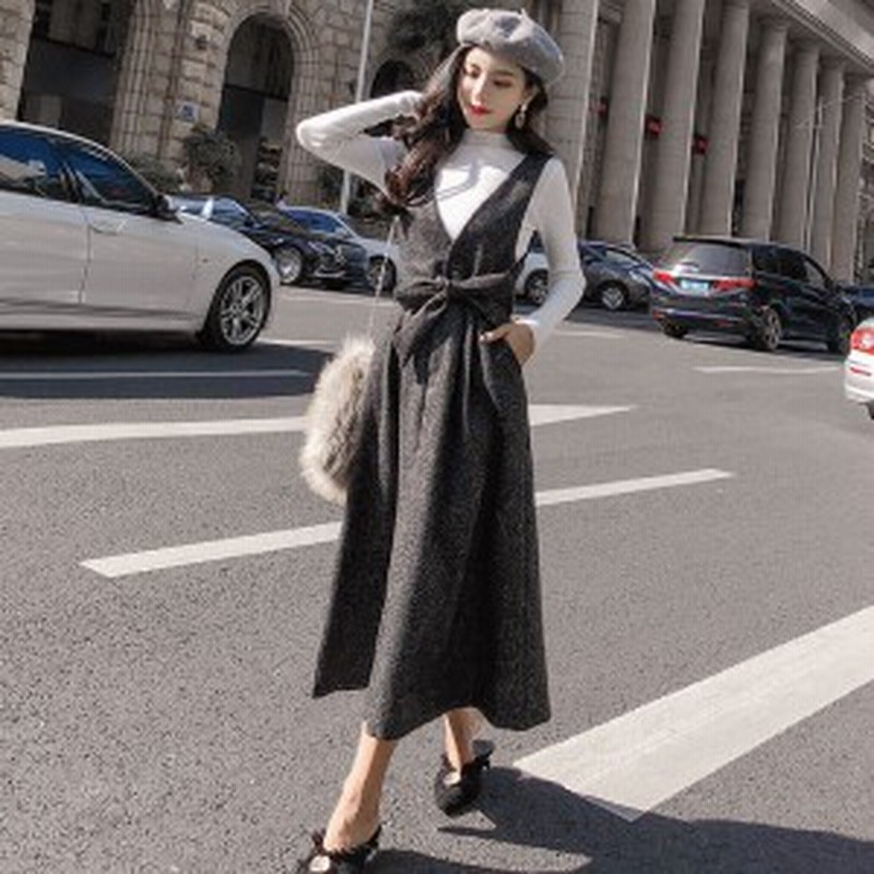 M即納あり ジャンパースカート レディース オールインワン サロペット ロングワンピース ジャンスカ リボン 深vネック カジュアル きれい 通販 Lineポイント最大1 0 Get Lineショッピング