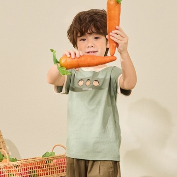 CACO-阿呆羅紋撞色上衣‧親子款-童【J3SC001】