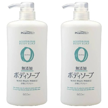 KUMANO 熊野油脂 Pharmaact 無添加沐浴乳 600ml  植物性原料  溫和不刺激  洋甘菊  天竺葵  薰衣草精華油  深層潤澤  2瓶