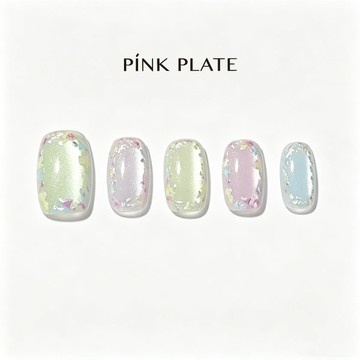 PINK PLATE光撩美甲片-夢幻琉璃短方-多款任選