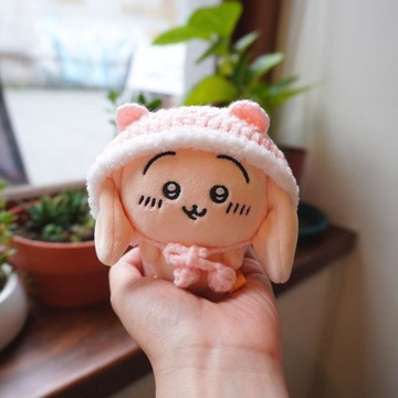 小熊帽-橙粉 | 娃衣 吉伊卡哇 ちいかわ Chiikawa 10cm適用