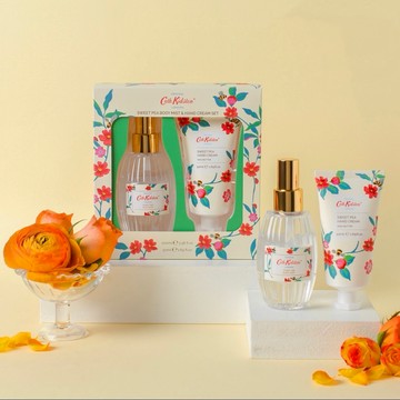 [平輸版] Cath Kidston 甜蜜碗豆身體香氛禮盒組 香氛噴霧100ML+護手霜50ML Gift Set  BODY MIST & HAND CREAM SET 夏日香氛清新必備