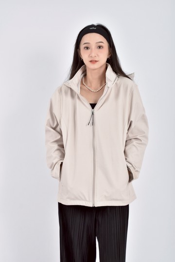 (L) giordano內刷毛連帽杏色外套