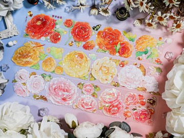 四季山茶 四色椿花 PET 和紙膠帶 貝殼光 10米卷 台灣製